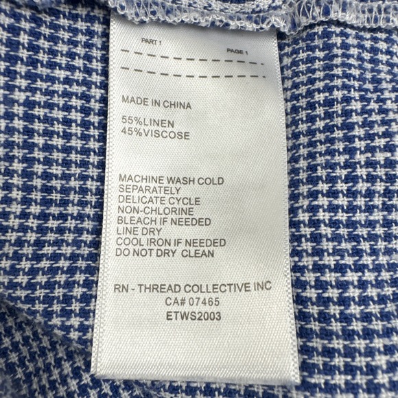 Ellen Tracy Blouse Women's XL Blue & White Gingham Top Linen Blend Sleeveless - Picture 5 of 10